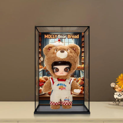 Pop Mart Molly Bear Bread Spiegel Acryl Displaykast met Ringlicht & UV-bedrukte Achtergrond - Stofvrije Vitrine
