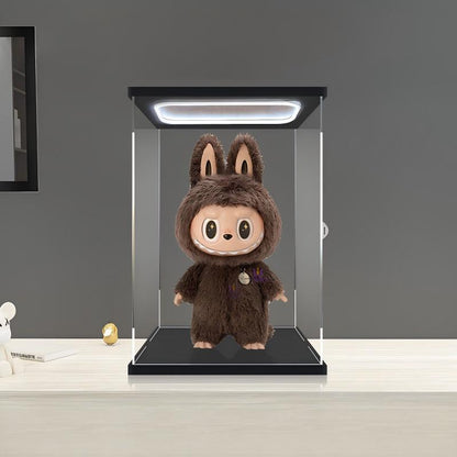 Pop Mart Zimomo Mirror Acrylic Display Case with Ring Light & UV-Printed Background - Dustproof Showcase