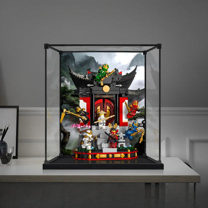 LEGO 71866 Ninja Character Display Mirror Acrylic Display Case with Ring Light & UV-Printed Background - Dustproof Showcase