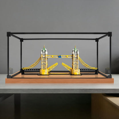 Alloy transparent acrylic display case, 2cm high wood-grain base and black aluminum alloy frame (custom sizes supported)