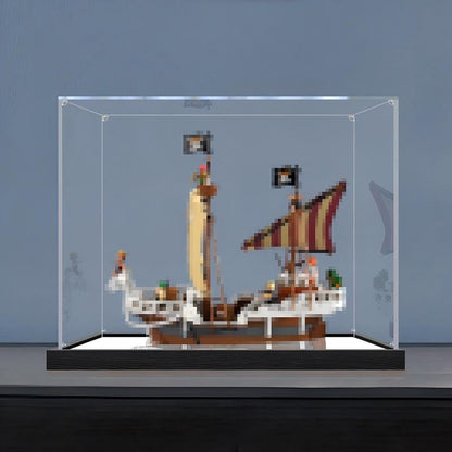 LEGO 75639 Vitrine de Exibição em Acrílico Espelhado com Anel de Luz e Fundo Impresso em UV para o Navio Pirata Going Merry - Vitrine à Prova de Poeira