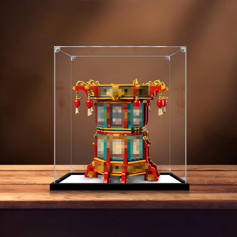 LEGO 80116 Mirror Mirror Custodia Espositiva in Acrilico con Anello Luminoso e Sfondo Stampato UV - Vetrina Antipolvere
