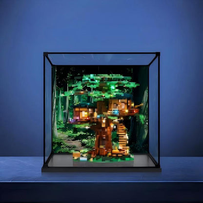 LEGO 21318 Spiegel-Vitrine aus Acryl mit Ringlicht & UV-bedrucktem Hintergrund - Staubgeschützte Ausstellungsvitrine