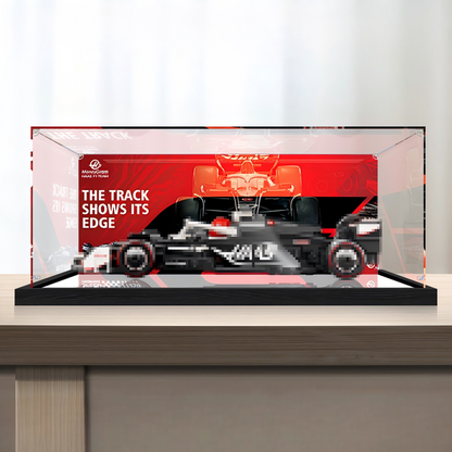 Premium Acrylic Display Case for LEGO Speed Champions Sets 77242 77243 77244 77245 77246 – 3mm Dust-Proof Showcase with Custom UV-Printed Background & Brushed Black Base