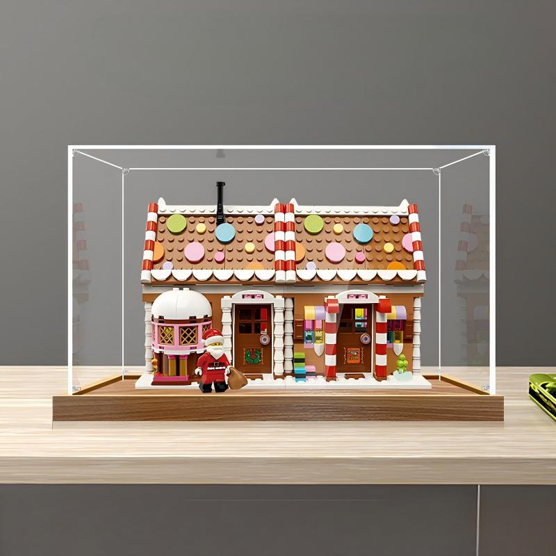 LEGO 40809 Festive Gingerbread House Mirror Display Case with Wood Grain Base