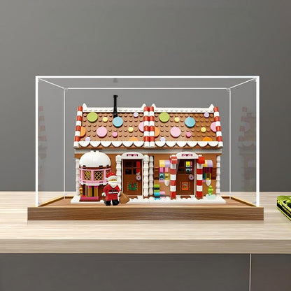 LEGO 40809 Festive Gingerbread House Mirror Display Case with Wood Grain Base