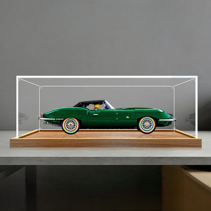 LEGO 11381 Jaguar E-Type Mirror Display Case with Wood Grain Base