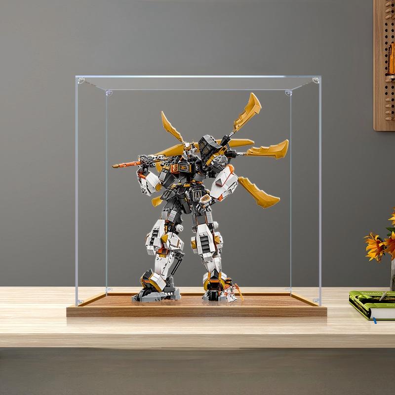 LEGO 71821 Cole's Titan Dragon Mech Mirror Display Case with Wood Grain Base