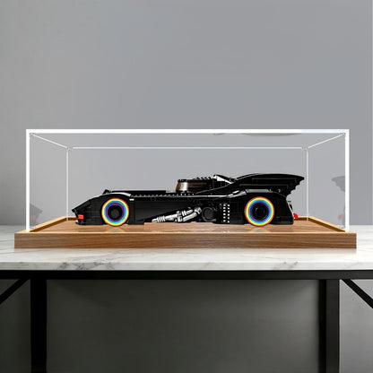 LEGO 76355 Batman Returns Batmobile Mirror Display Case with Wood Grain Base