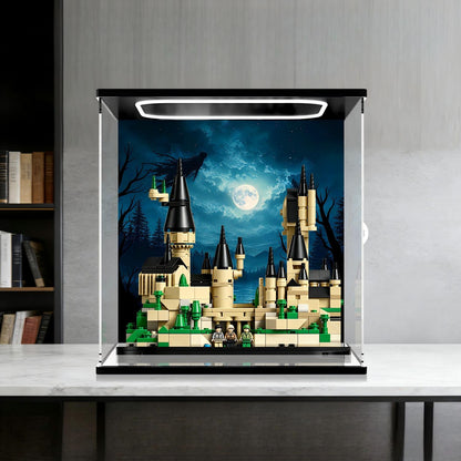 LEGO 40975 Mini Hogwarts Castle Mirror Display Case with Ring Light and Themed Background