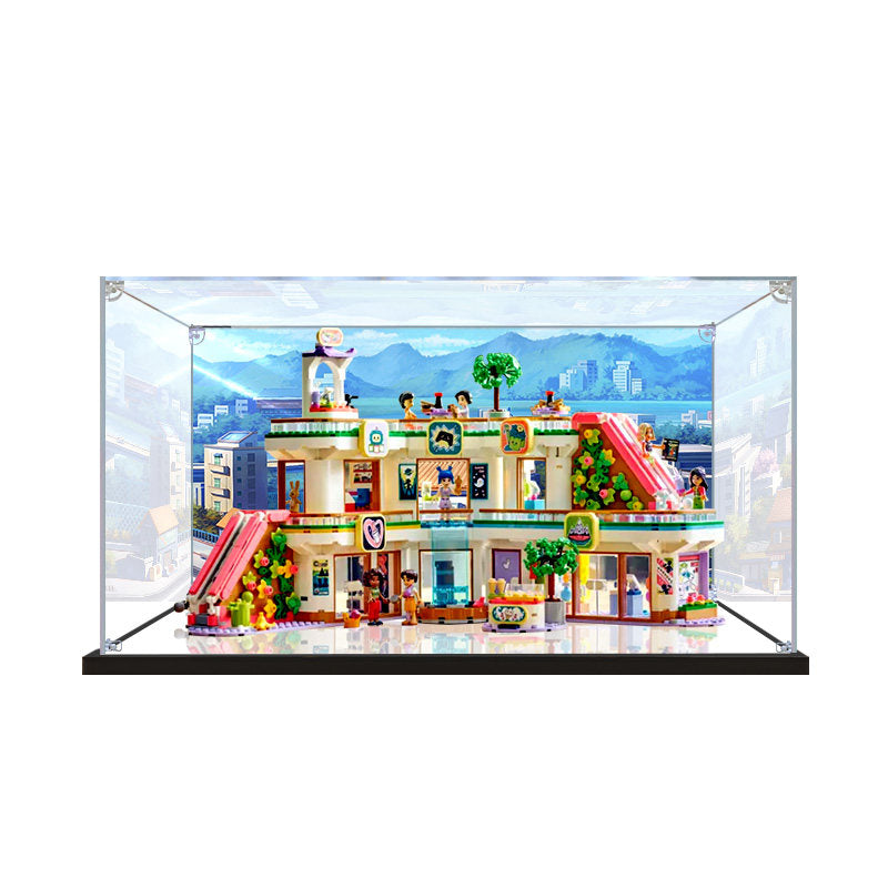 LEGO 42604 Heartlake City Shopping Mall Mirror Display Case with UV-Printed Themed Background
