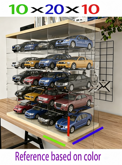 Wall-Mounted Acrylic Display Case for LEGO Speed Champions - Real Wood Base & Top, Sliding Door Dustproof Cabinet for Diecast Model Cars