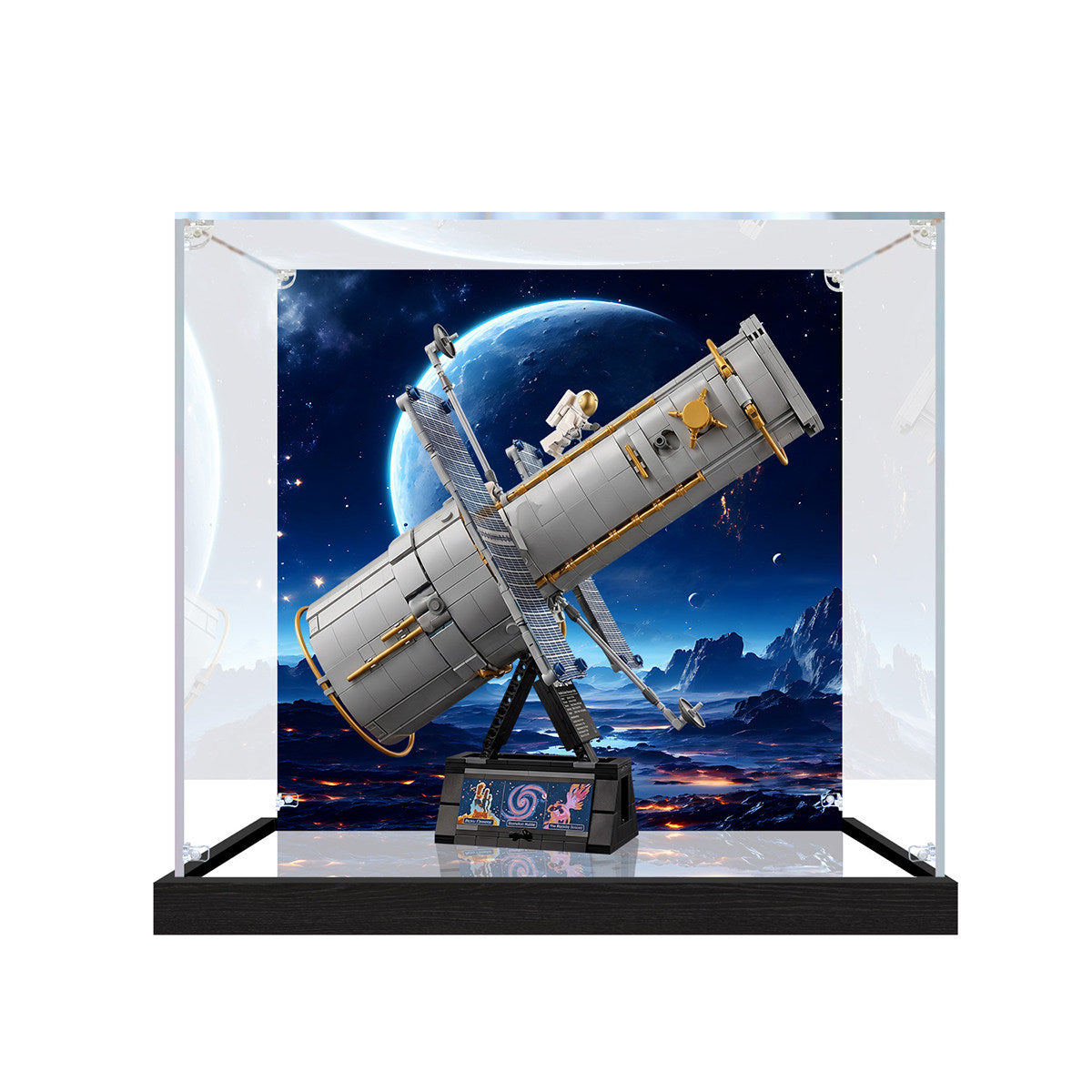 LEGO 11382 Hubble Space Telescope Mirror Display Case with UV-Printed Themed Background