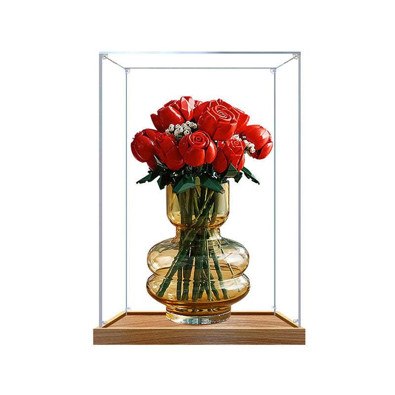 LEGO 10328 Bouquet of Roses Mirror Display Case with Wood Grain Base