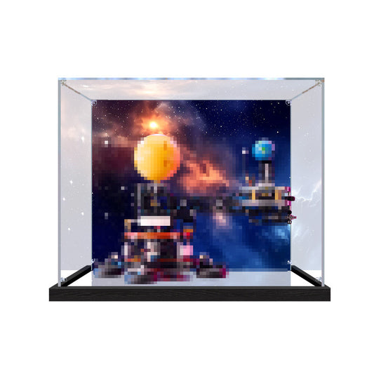 LEGO 42179 Planet Earth and Moon in Orbit Mirror Display Case with UV-Printed Themed Background