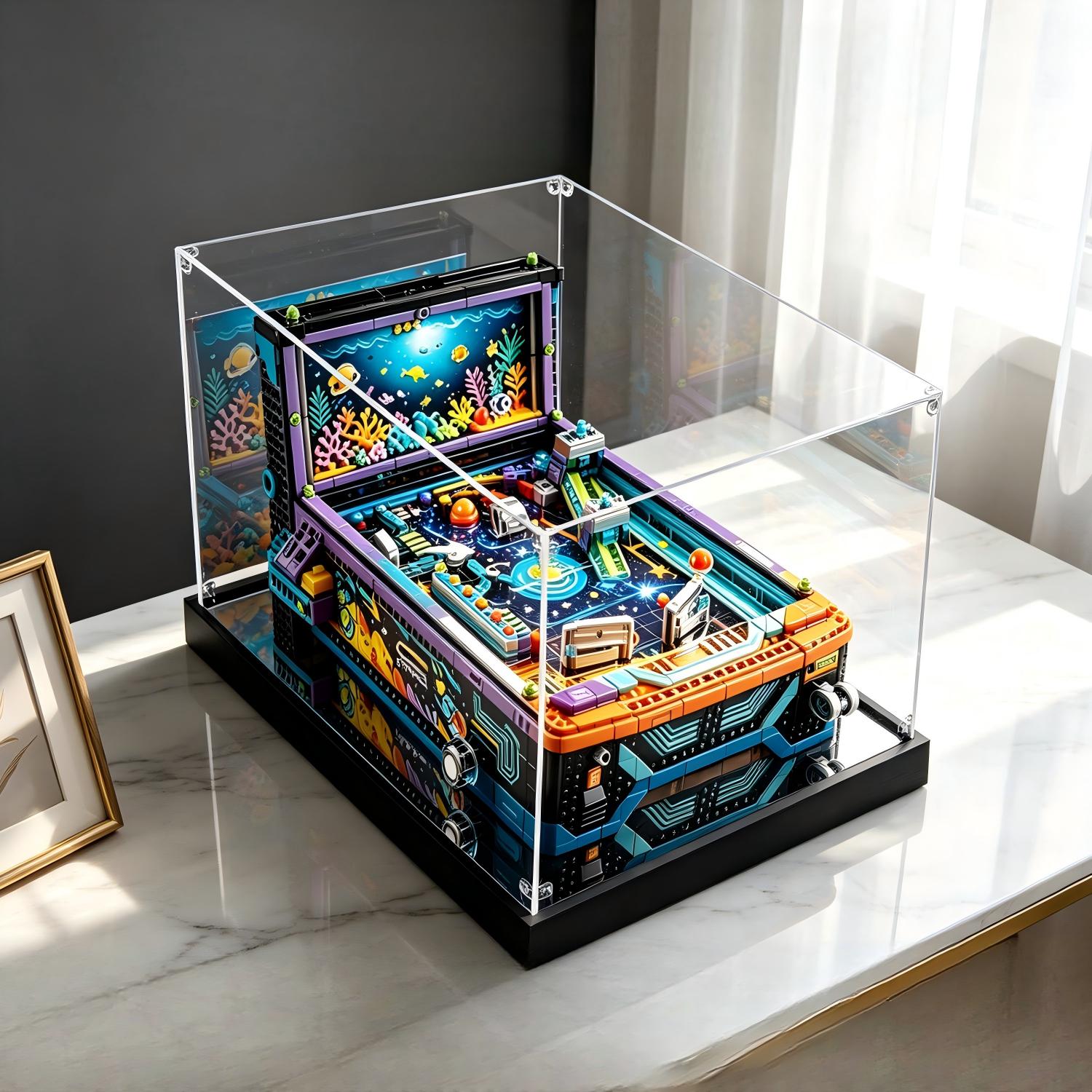 LEGO 11374 Arcade Pinball Machine Mirror Display Case - No Background