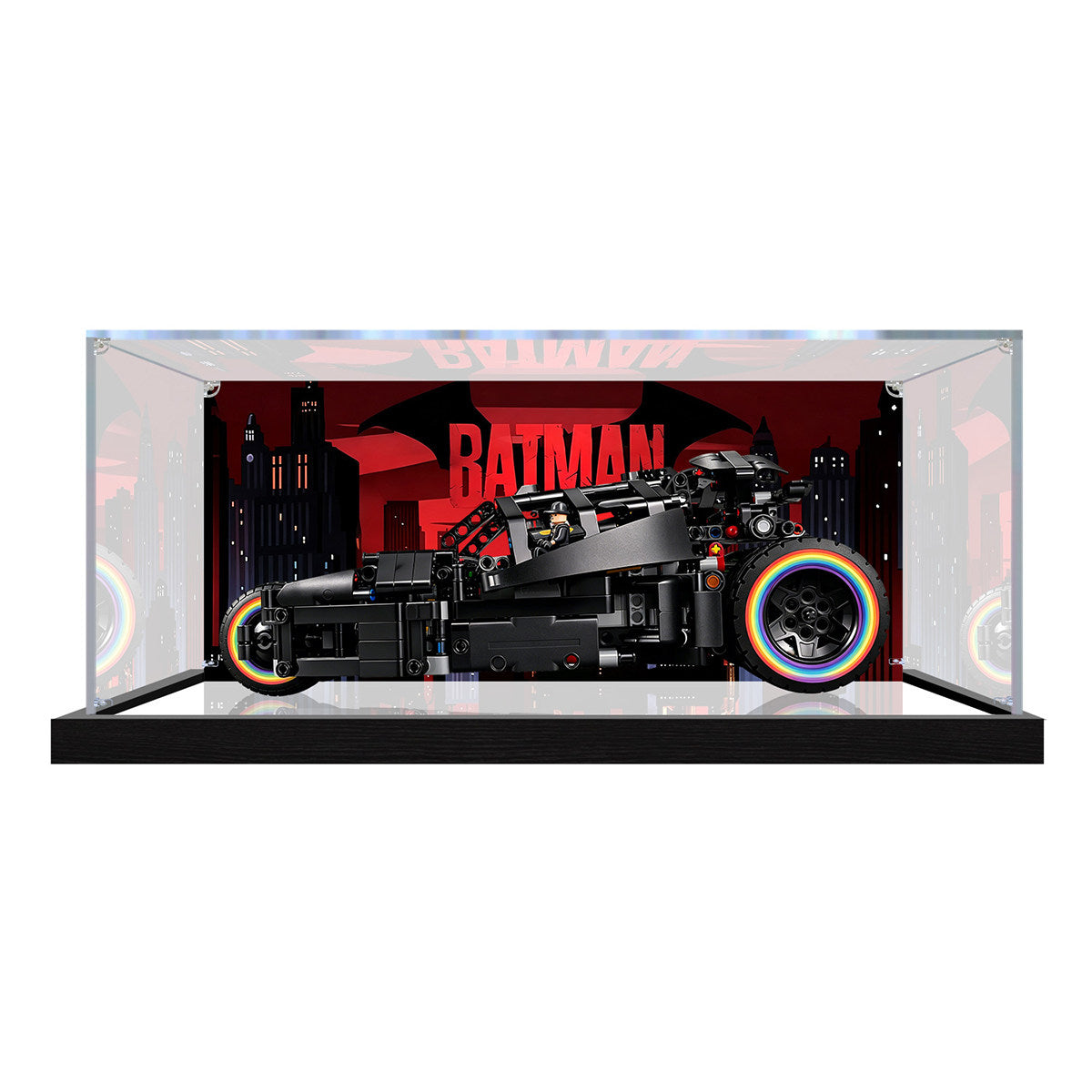LEGO 42239 Mirror Acrylic Display Case with Ring Light & UV-Printed Background - Dustproof Showcase