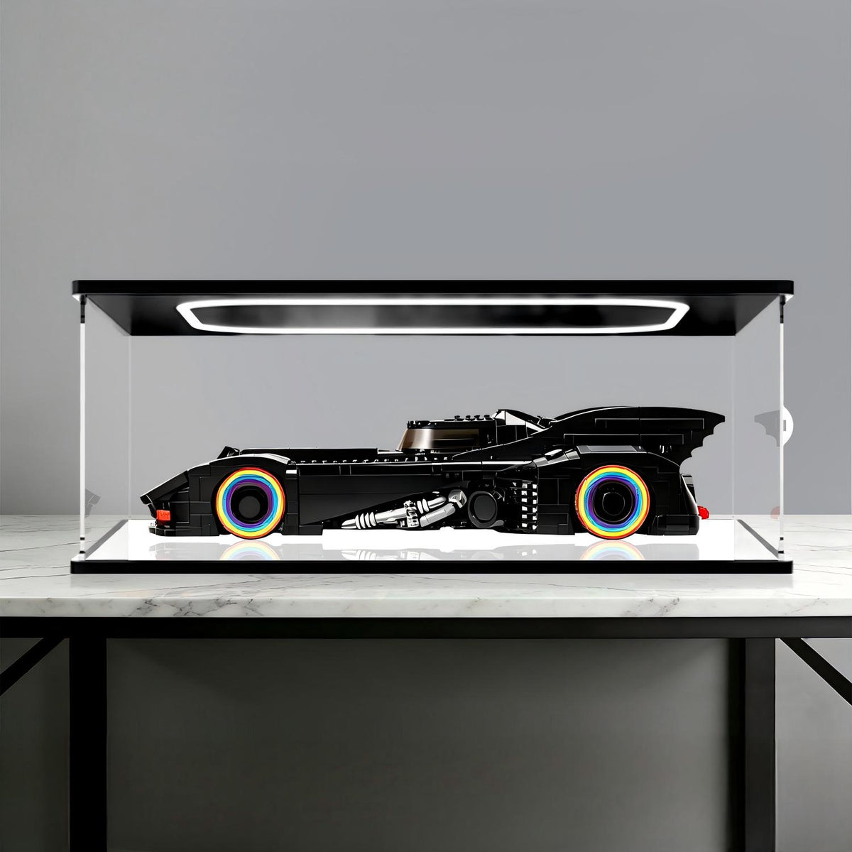 LEGO 76355 Batman Returns Batmobile Mirror Display Case with Ring Light