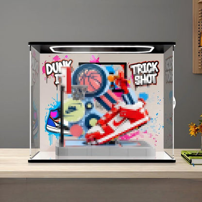 LEGO 43021 Nike Dunk Trickshot Mirror Display Case with Ring Light and Themed Background