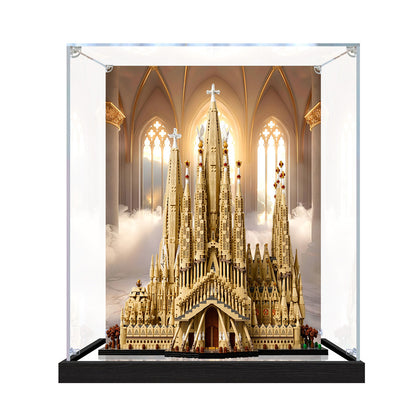 LEGO 21065 Sagrada Família Mirror Display Case with UV-Printed Themed Background