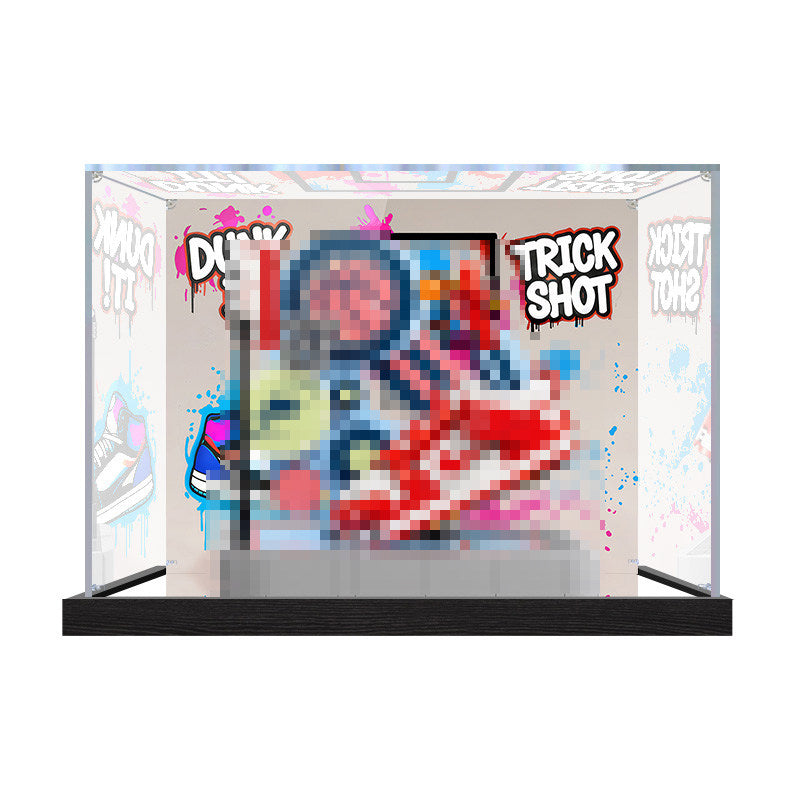 LEGO 43021 Nike Dunk Trickshot Mirror Display Case with UV-Printed Themed Background