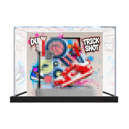 LEGO 43021 Nike Dunk Trickshot Mirror Display Case with UV-Printed Themed Background
